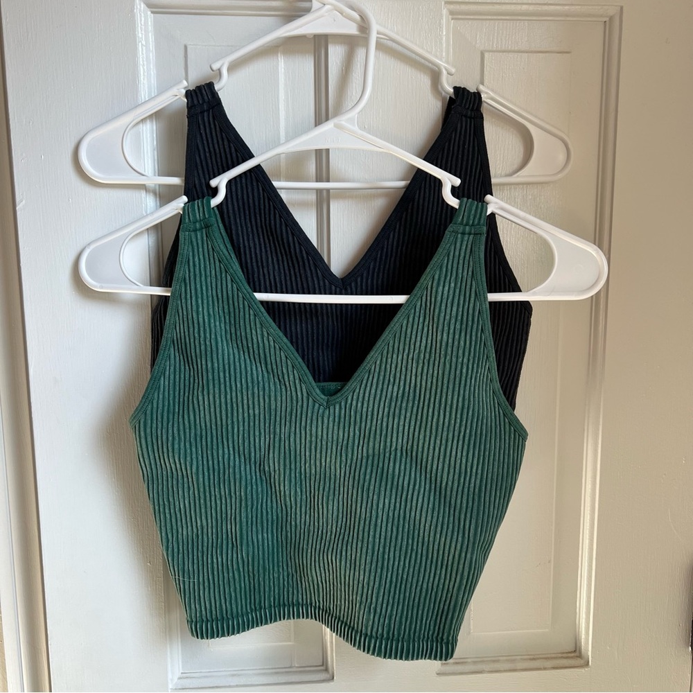 Set of 2 - 90 Degree by Reflex Cropped Tank Tops Size Large